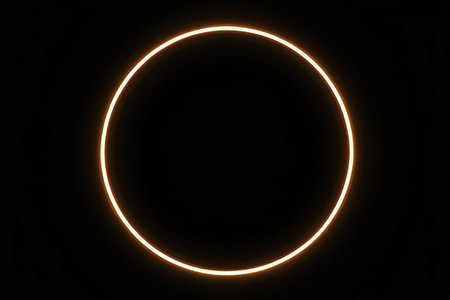 Neon circle on a black background. Glowing neon circle.の素材