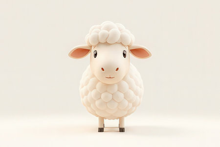Sheep doll on a white background. 3d rendering illustration.の素材