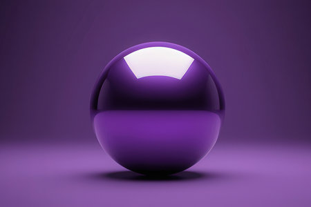 Purple glass sphere on purple background. 3d render illustration.の素材