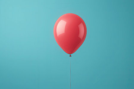 Red balloon on blue background. Minimal concept. 3D Renderingの素材