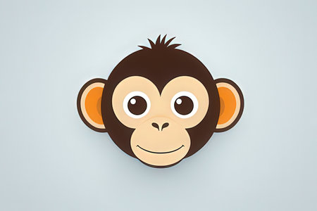Monkey face on a gray background. 3d rendering, 3d illustration.の素材