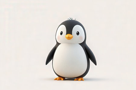 Penguin on a white background. 3d illustration. Cartoon.の素材
