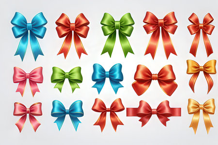 Set of colorful bows isolated on white background. Vector illustration.の素材