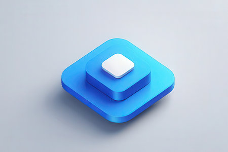 3d rendering of a blue button with a white square in the centerの素材