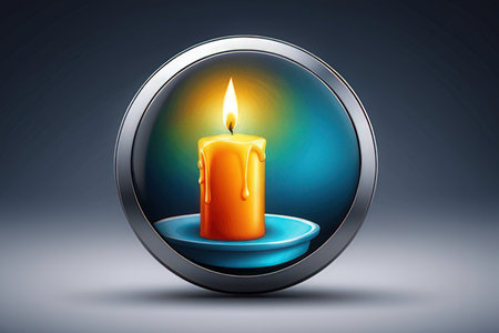 Candle icon on a blue background. Eps 10 vector file.の素材