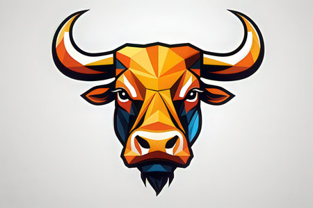 Bull head in polygonal style. Vector illustration for your designの素材