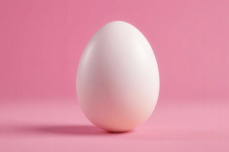 White egg on a pink background. Minimal easter concept.の素材
