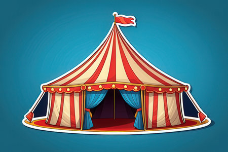 Circus tent on blue background. Vector illustration for your design.の素材