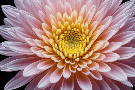 Close up of pink chrysanthemum flower on black backgroundの素材
