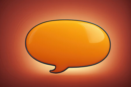Orange speech bubble on orange background. 3D rendering. Speech bubble.の素材