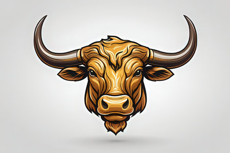 Bull head. Vector illustration of a bull head on a white background.の素材