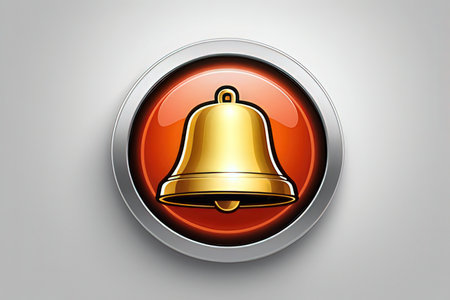 The 3d rendering of bell icon on the gray background.の素材