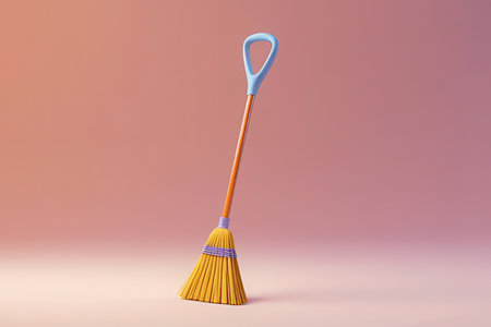 Broom for cleaning. 3D illustration. 3D rendering.の素材