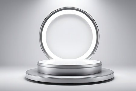 Empty round podium on a white background. 3d rendering mock upの素材