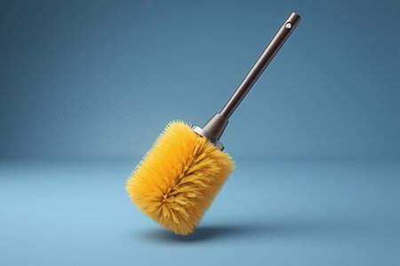 Cleaning brush on a blue background. 3d rendering illustration.の素材