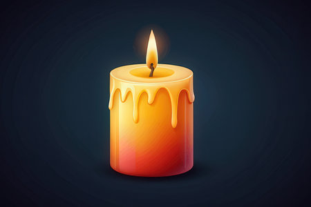 Burning candle on a dark background. Vector illustration for your designの素材