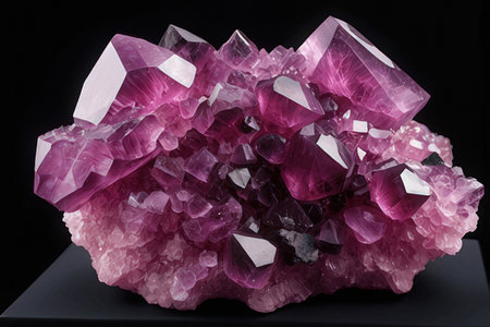 amethyst on the black background, semigem geode crystalsの素材