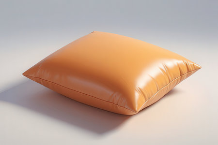 Orange pillow isolated on a white background. 3d render illustration.の素材