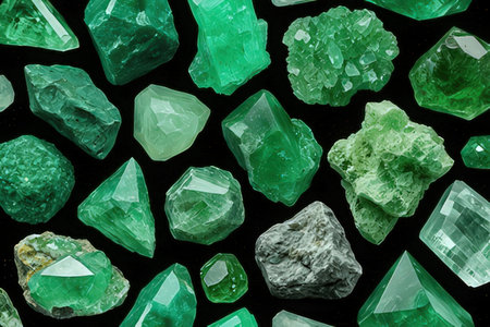 Green tourmaline jewel stones texture background. Macro closeup.の素材