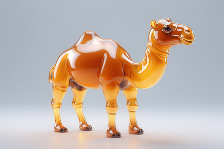 3d rendering of a camel made of plasticine on a gray backgroundの素材