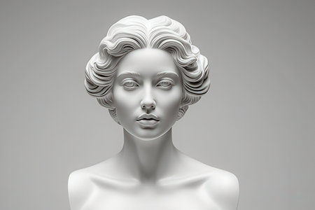 Statue of the Greek goddess Venus, isolated on gray background.の素材