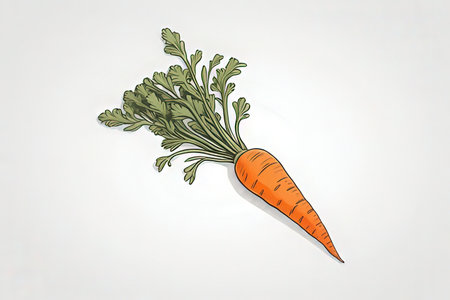 Carrot with green leaves on a white background. Vector illustration.の素材