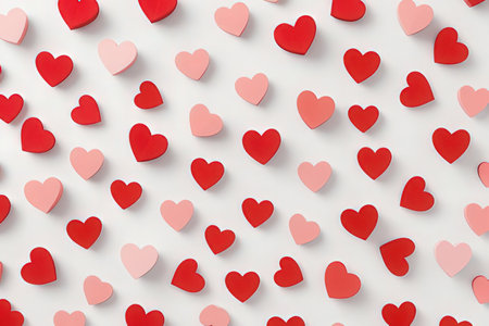 Valentine's day background with red hearts. 3d renderingの素材
