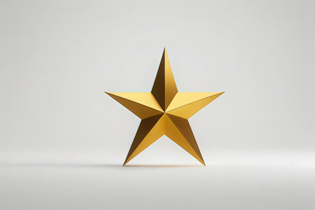 Golden star on a white background. 3d rendering, 3d illustration.の素材