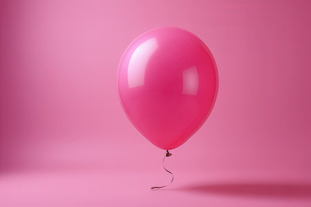 Pink balloon on pink background. 3d render. Minimal concept.の素材