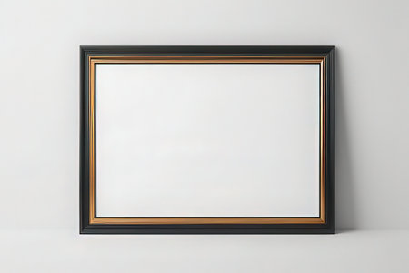 Empty picture frame on white wall. Mock up, 3D Renderingの素材
