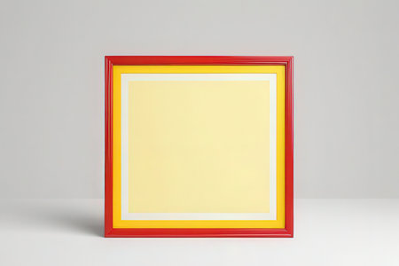 red and yellow picture frame on a white background. 3d renderingの素材
