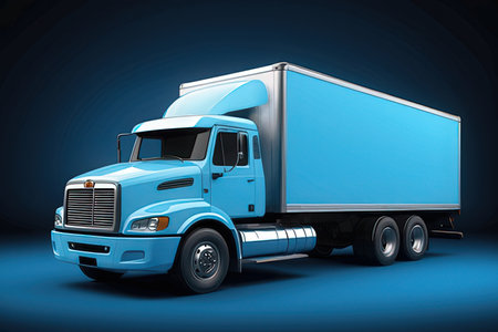 Illustration of a blue truck on a dark background with space for textの素材