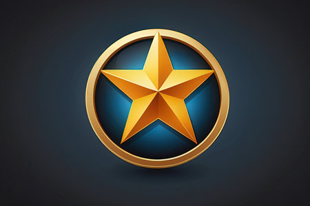 Golden star icon on dark background. Vector illustration. Eps 10.の素材
