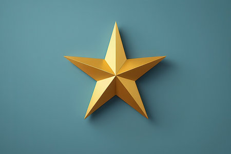Golden star on a blue background. 3d rendering, 3d illustration.