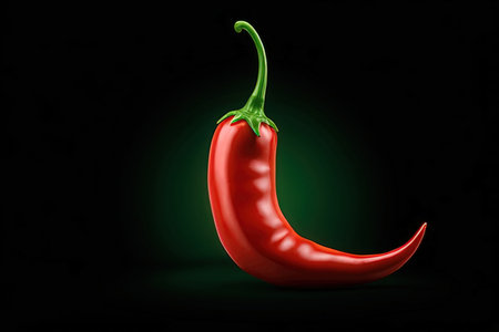 Red hot chili pepper on a dark background. 3d illustration.の写真素材