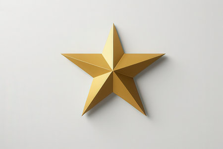 Golden star on a white background. 3d rendering, 3d illustration.