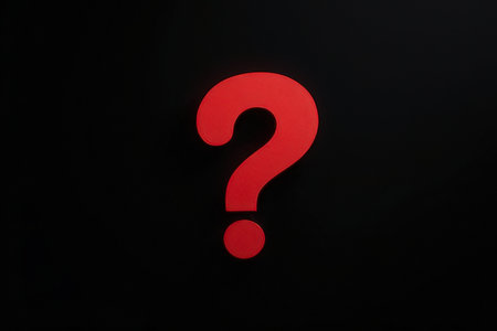Red question mark on black background. Question mark on black background.の写真素材