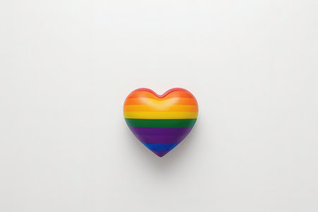 Colorful heart with lgbt flag on a white background.