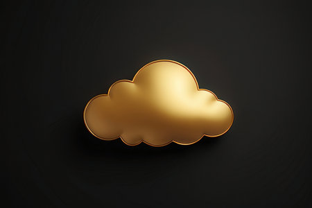 Golden cloud on black background. 3d illustration. Top view.の写真素材