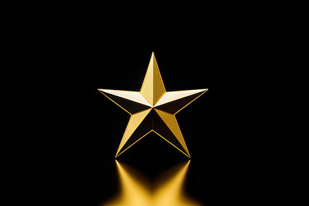 Golden star on a black background. 3d rendering, 3d illustration.