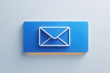 Email icon on blue background, 3d render. Computer digital drawing.