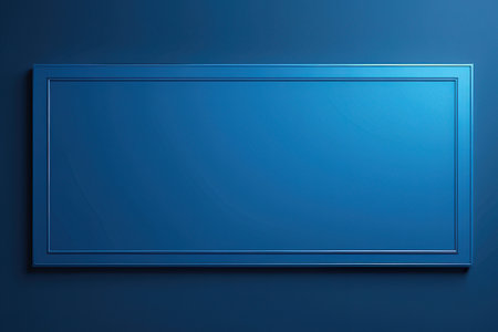 Blue abstract background with blank rectangular frame. 3d render illustration.