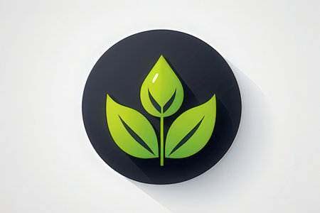 Flat long shadow icon of eco-friendly plant. Vector illustrationの写真素材