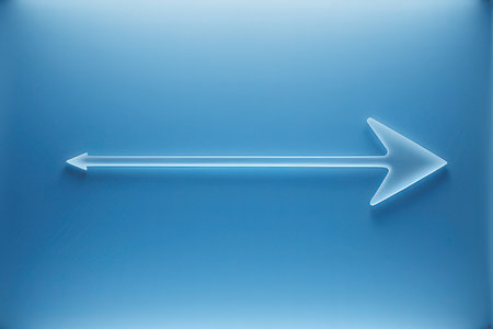 Arrow on a blue background. 3d rendering. Computer digital drawing.の写真素材