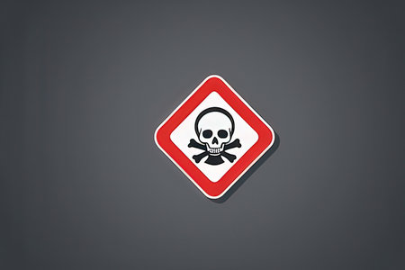 Skull and crossbones warning sign on dark background. Vector illustrationの写真素材