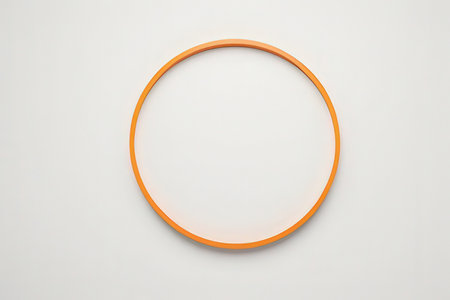 Orange circle frame on white background. 3d render. Minimal concept
