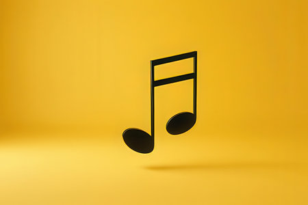 Music note icon on yellow background. 3d render. Music concept