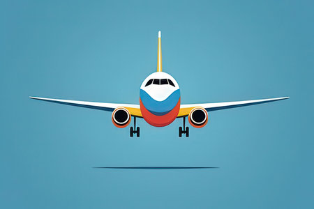 Airplane on the blue background. Vector illustration. Eps 10.の写真素材