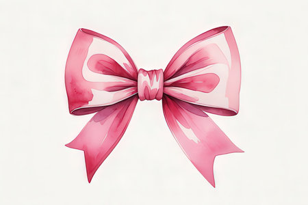 Illustration of a pink bow on a white background. Vector.の写真素材