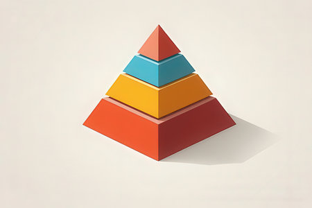 Pyramid made of colorful cubes on white background. 3D renderingの写真素材